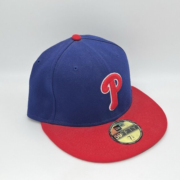 New Era 59fifty Philadelphia Phillies Red & Blue Fitted Cap Hat 7 1/8 MLB - Picture 2 of 10